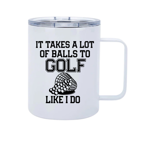 Golf Balls 12oz Metal Tumblers w/ Handle