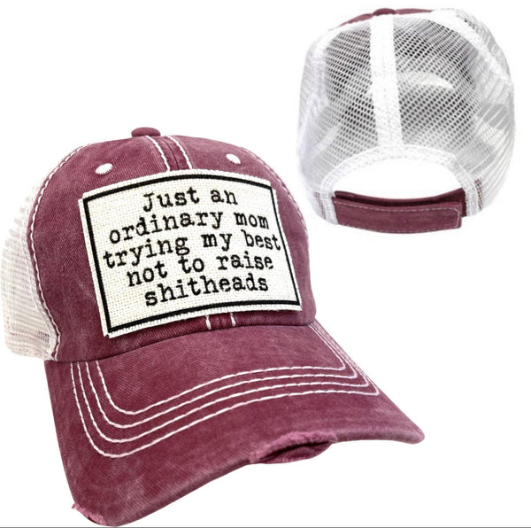 ORDINARY MOM TRYING NOT TO RAISE SHITHEADS UNISEX HAT