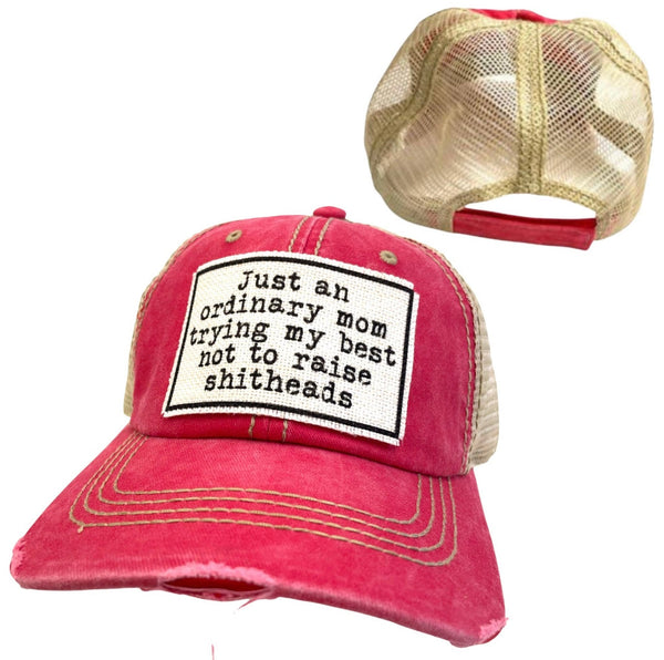 ORDINARY MOM TRYING NOT TO RAISE SHITHEADS UNISEX HAT
