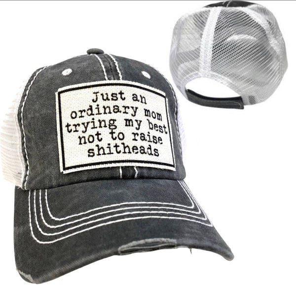ORDINARY MOM TRYING NOT TO RAISE SHITHEADS UNISEX HAT