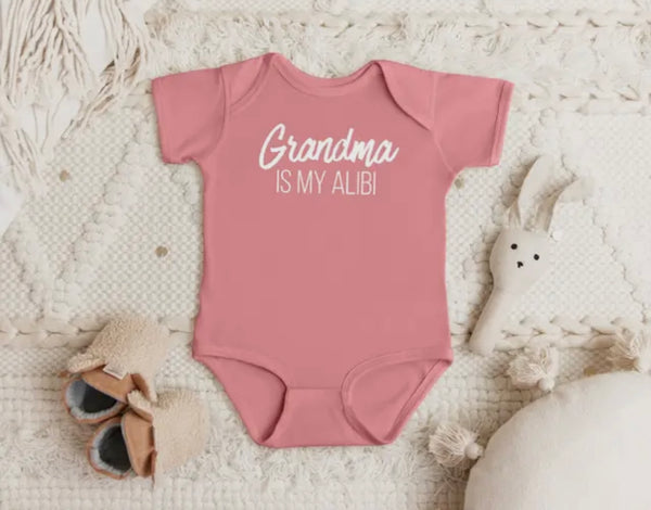 GRANDMA IS MY ALIBI ONESIE