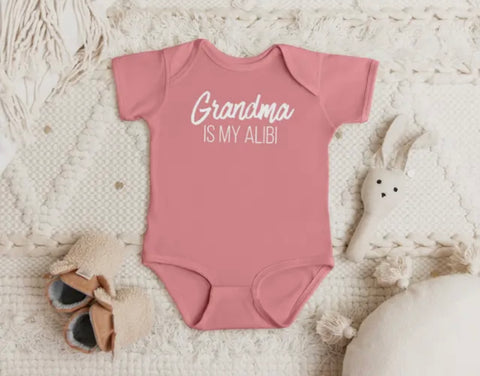 GRANDMA IS MY ALIBI ONESIE