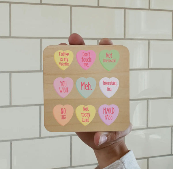 Valentine’s Anti love conversation hearts DK MAGNET / DRINK COASTER