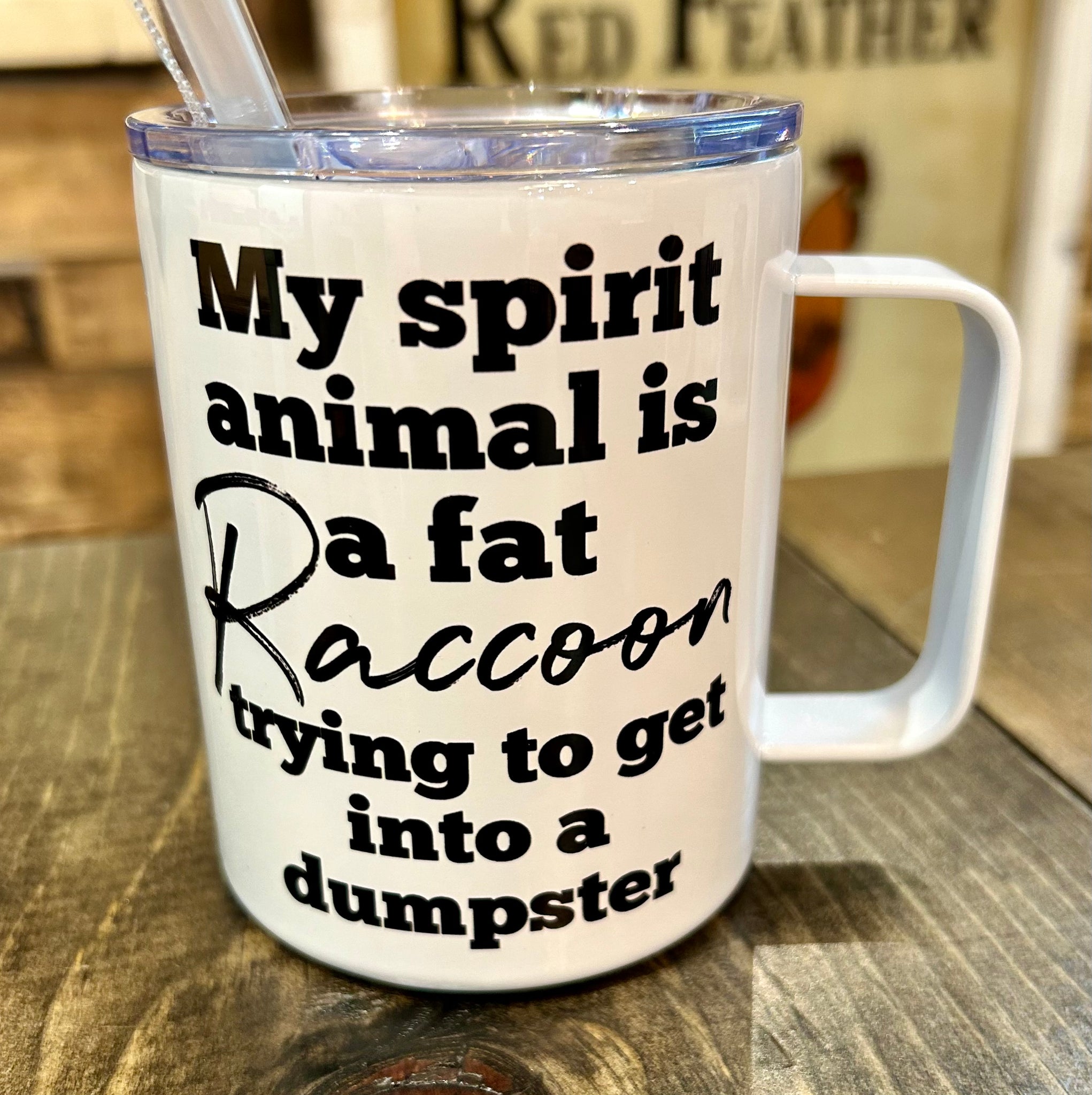 Fat Raccoon 12oz Metal Tumblers w/ Handle