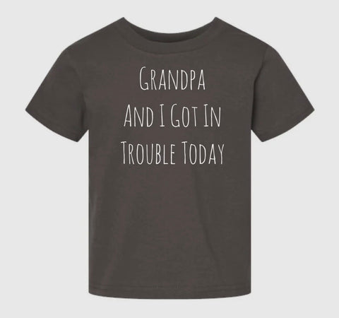 GRANDPA & I TROUBLE  KID'S T-SHIRT