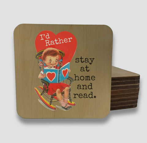 Valentine’s ID rather stay home and read DK MAGNET / DRINK COASTER