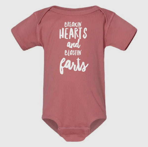 HEARTS AND FARTS ONESIE