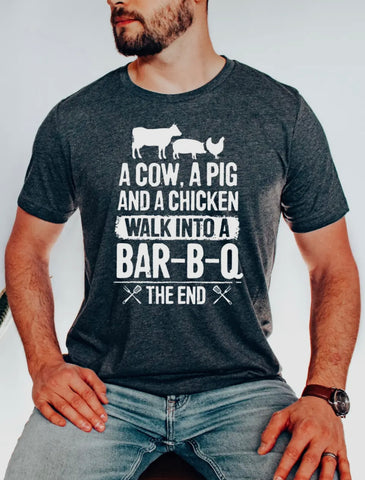 A COW, A PIG WALK T-SHIRT