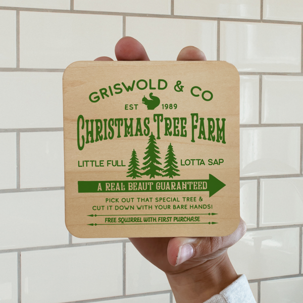 GRISWALD AND CO CHRISTMAS TREE FARM DK MAGNET / DRINK COASTER