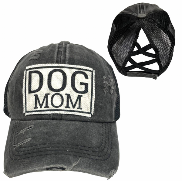 DOG MOM CRISS-CROSS PONYTAIL HAT