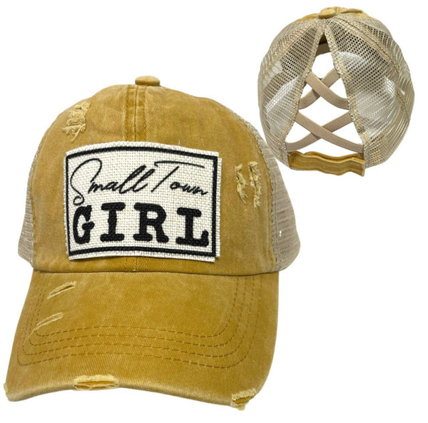 SMALL TOWN GIRL CRISS-CROSS PONYTAIL HAT