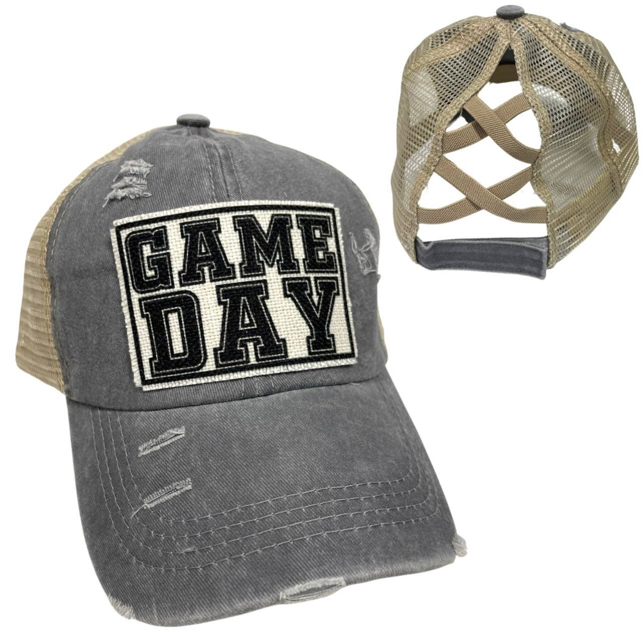 GAME DAY CRISS-CROSS PONYTAIL HAT