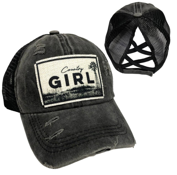 COUNTRY GIRL CRISS-CROSS PONYTAIL HAT