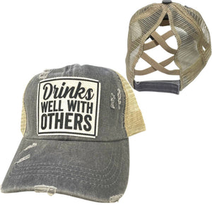 DRINKS WELL WITH OTHERS CRISS-CROSS PONYTAIL HAT