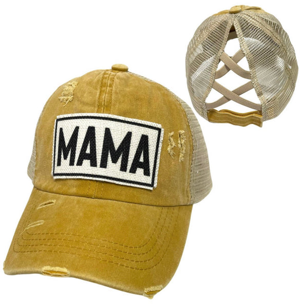 MAMA CRISS-CROSS PONYTAIL HAT