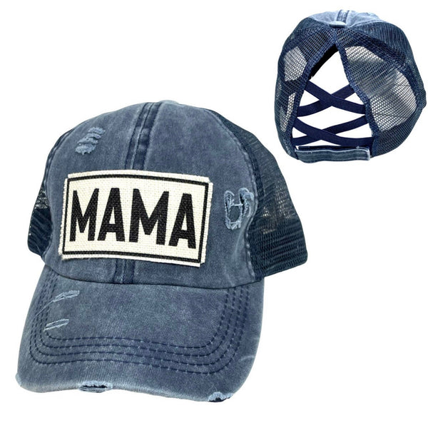 MAMA CRISS-CROSS PONYTAIL HAT
