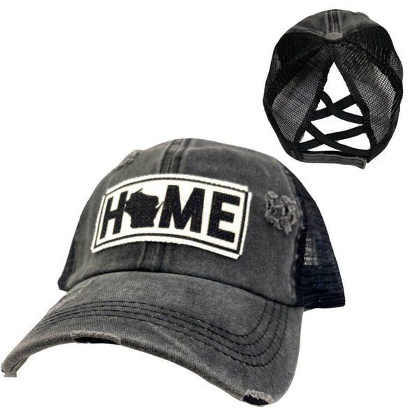 WISCONSIN HOME CRISS-CROSS PONYTAIL HAT