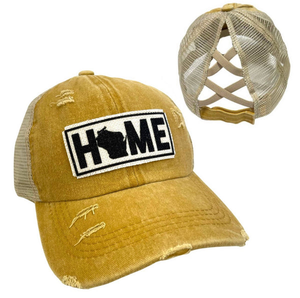 WISCONSIN HOME CRISS-CROSS PONYTAIL HAT