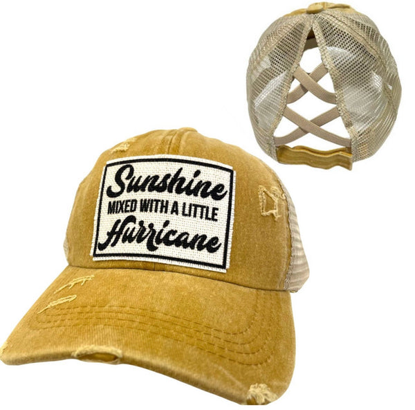 SUNSHINE MIXED WITH A LITTLE HURRICANE CRISS-CROSS PONYTAIL HAT