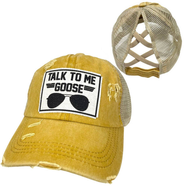 TALK TO ME GOOSE CRISS-CROSS PONYTAIL HAT