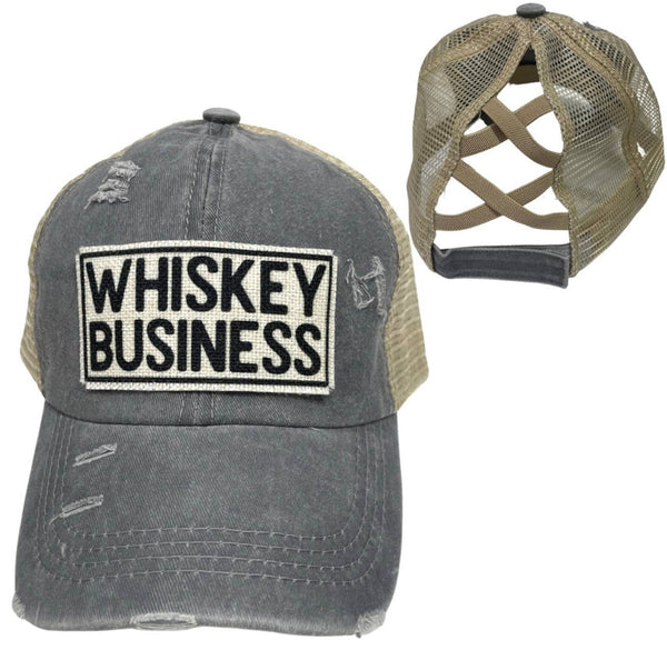 WHISKEY BUSINESS CRISS-CROSS PONYTAIL HAT