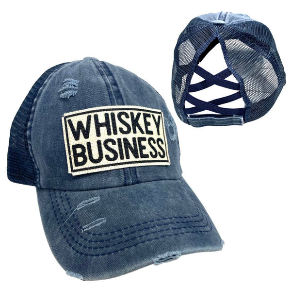 WHISKEY BUSINESS CRISS-CROSS PONYTAIL HAT